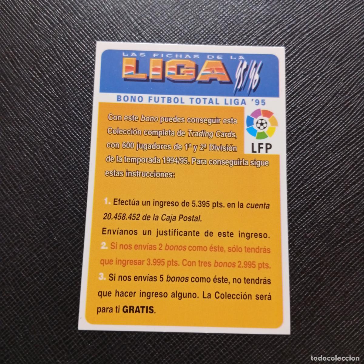 Cromos de Futebol: BONO FUTBOL TOTAL LIGA 95 MUNDICROMO 1995 1996 FICHAS CROMO FUTBOL 95 96 - A190 PG60