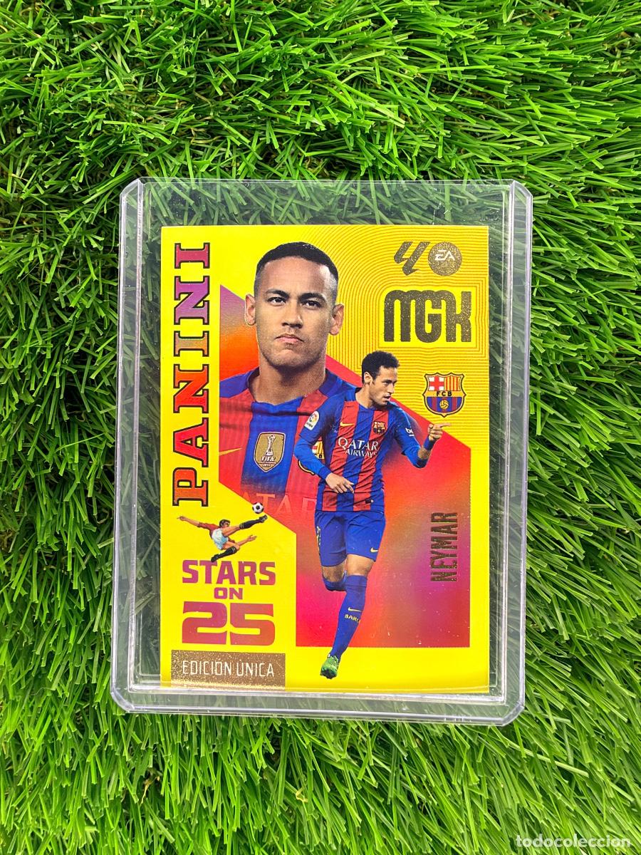 Cromos de f&uacute;tbol: N&ordm; 446 Neymar Jr Stars on 25 FC Barcelona Megacracks 26 27
