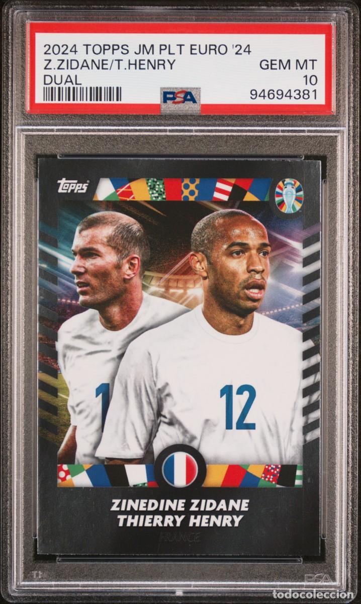 Cromos de f&uacute;tbol: Zidane/ Thierry Henry Francia Topps Plata Euro Dual 2024 Psa 10
