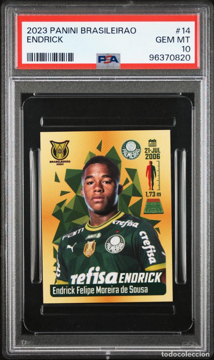 Cromos de f&uacute;tbol: Rookie Endrick #14 Palmeiras Panini Brasileirao 2023 Psa 10