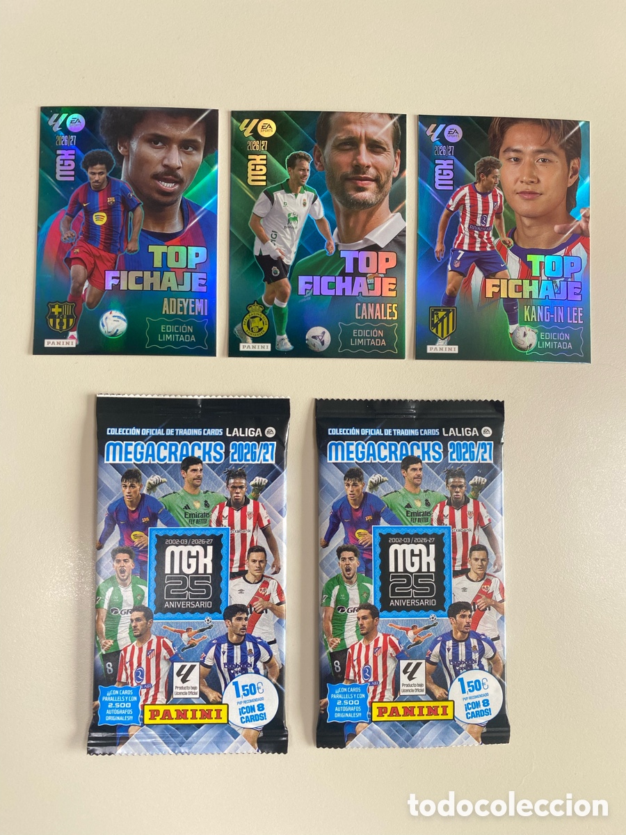 Cromos de f&uacute;tbol: Lote 3 top fichajes MGK + 2 sobres sin abrir