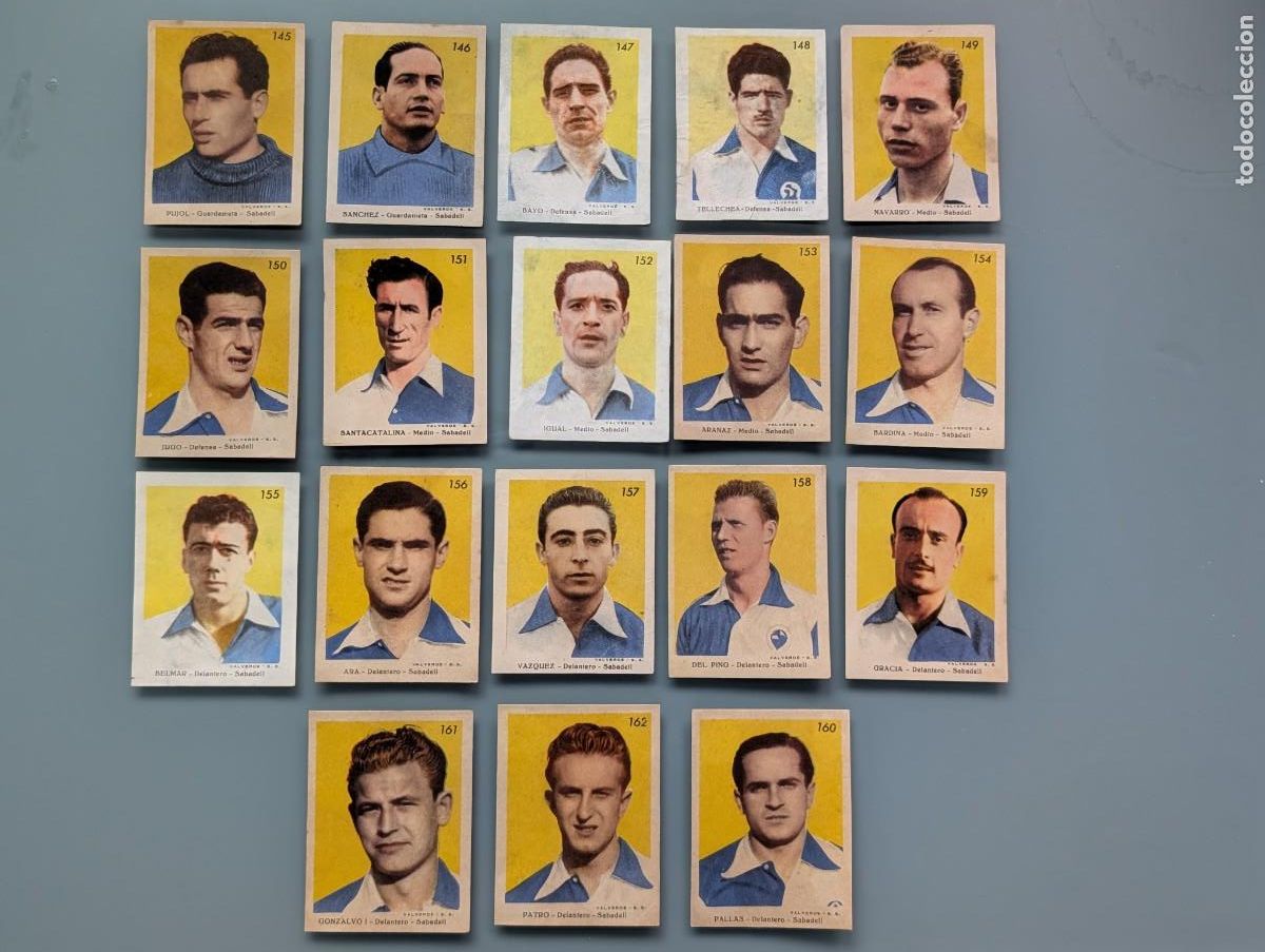 Cromos de f&uacute;tbol: RARO LOTE 18 CROMOS COMPLETO SABADELL RARE COMPLETE SET CARDS 1944 1945 FOOTBALL BARCELONA CATALU&Ntilde;A
