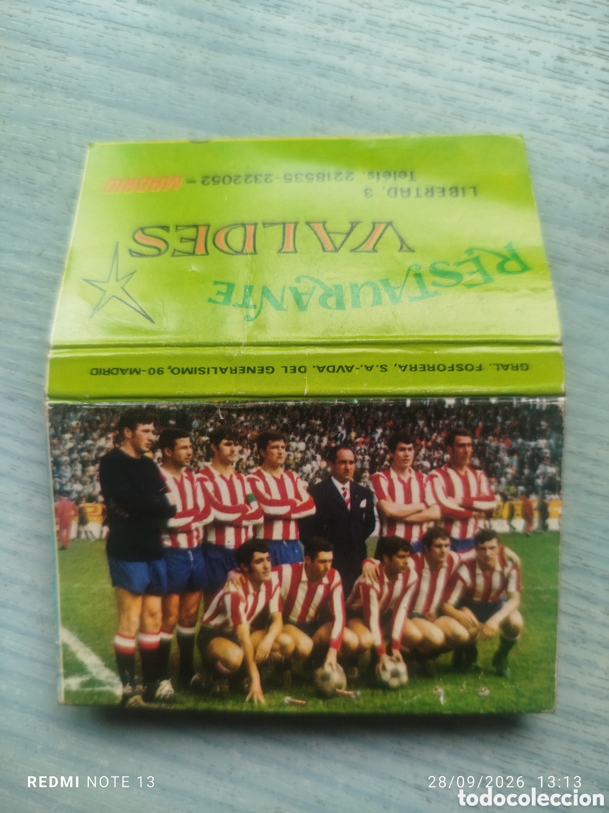 Cromos de f&uacute;tbol: Caja cerillas.at.madrid