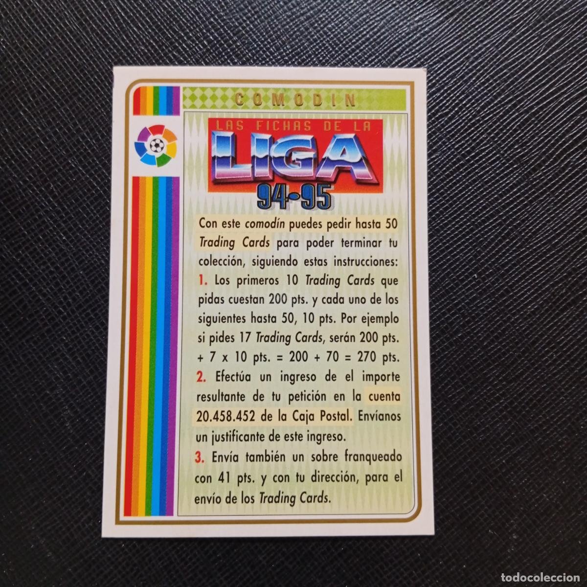 Cromos de f&uacute;tbol: COMODIN MUNDICROMO 1994 1995 FICHAS CROMO FUTBOL LIGA 94 95- A190 PG66 B