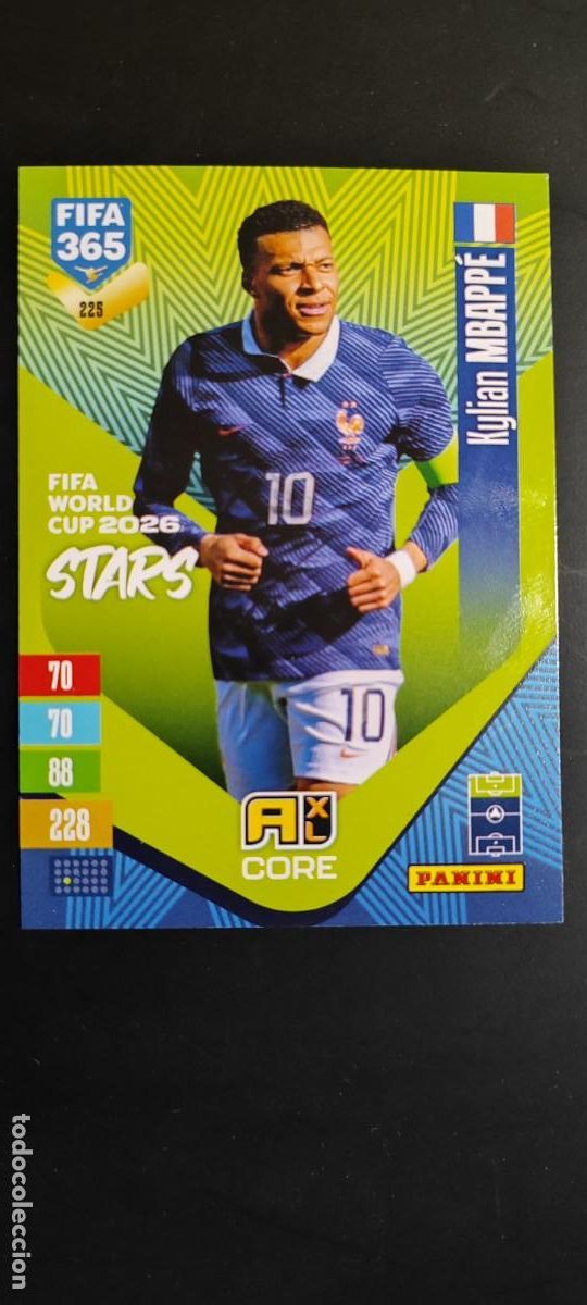Cromos de f&uacute;tbol: ADRENALYN FIFA 365 2027 CARD CORE MBAPPE FRANCIA # 225 FIFA WORLD CUP 2026 STARS
