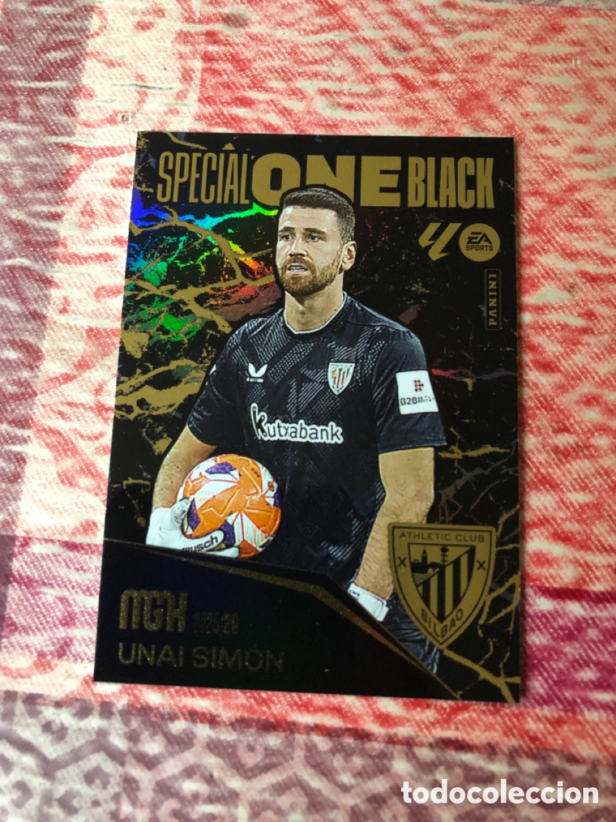 Cromos de f&uacute;tbol: UNAI SIM&Oacute;N ATHLETIC BILBAO SPECIAL BLACK ONE MEGACRACKS 2025 2026 25 26
