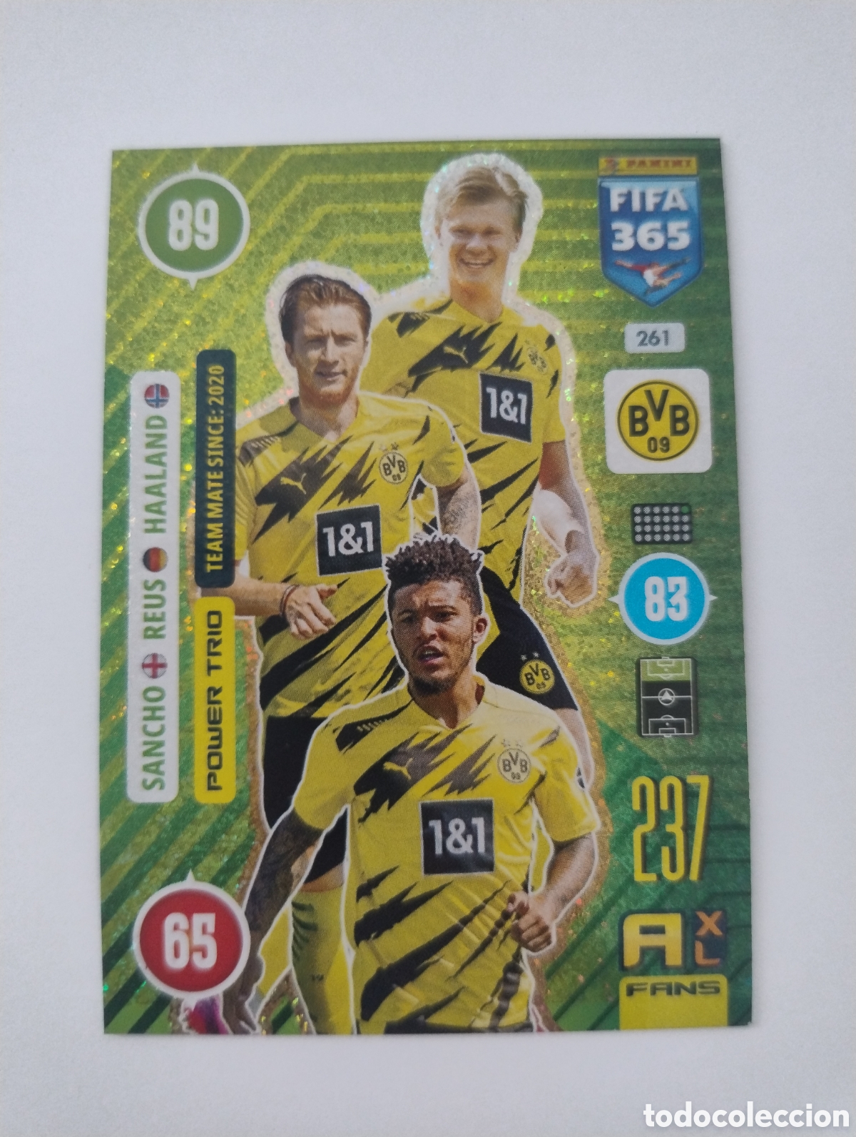Cromos de f&uacute;tbol: 261 - Haaland, Sancho y Reus - Borussia Dortmund - Adrenalyn XL FIFA 365 2021 Power Trio