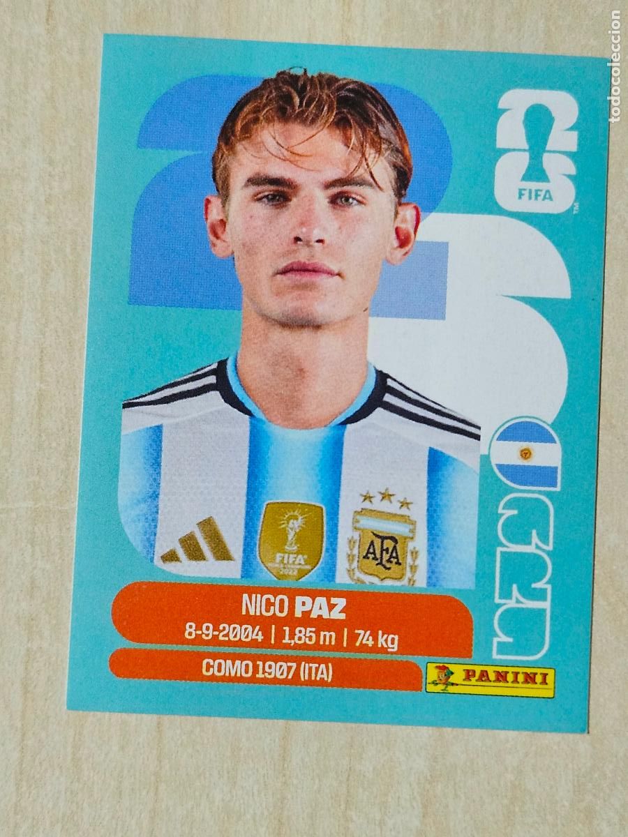 Cromos de f&uacute;tbol: CROMO ARG14 ARG 14 NICO PAZ ARGENTINA - MUNDIAL FIFA WORLD CUP 2026 STICKER PANINI SIN PEGAR
