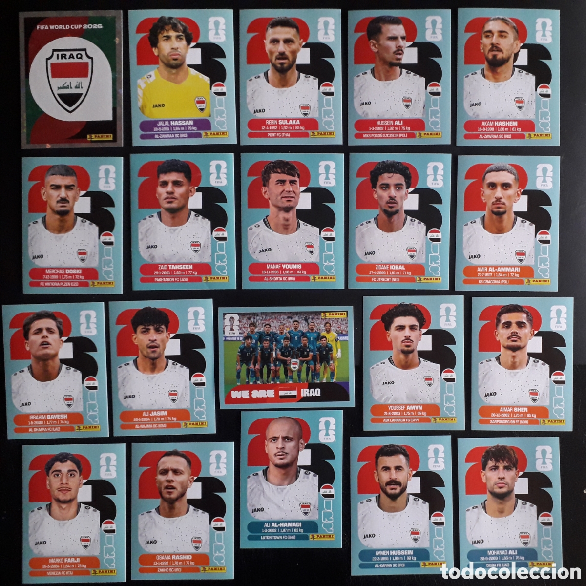 Fu&szlig;ball-Sticker: 20 CROMOS IRAQ, EQUIPO COMPLETO MUNDIAL F&Uacute;TBOL 2026 FIFA WORLD CUP PANINI SIN PEGAR