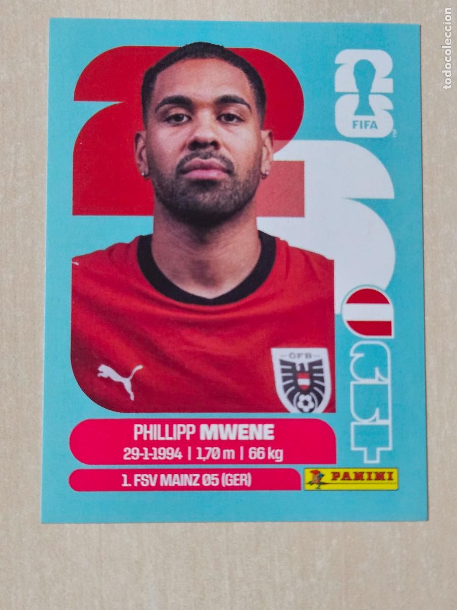 Cromos de f&uacute;tbol: CROMO AUT8 AUT 8 PHILLIPP MWENE AUSTRIA - MUNDIAL FIFA WORLD CUP 2026 STICKER PANINI SIN PEGAR