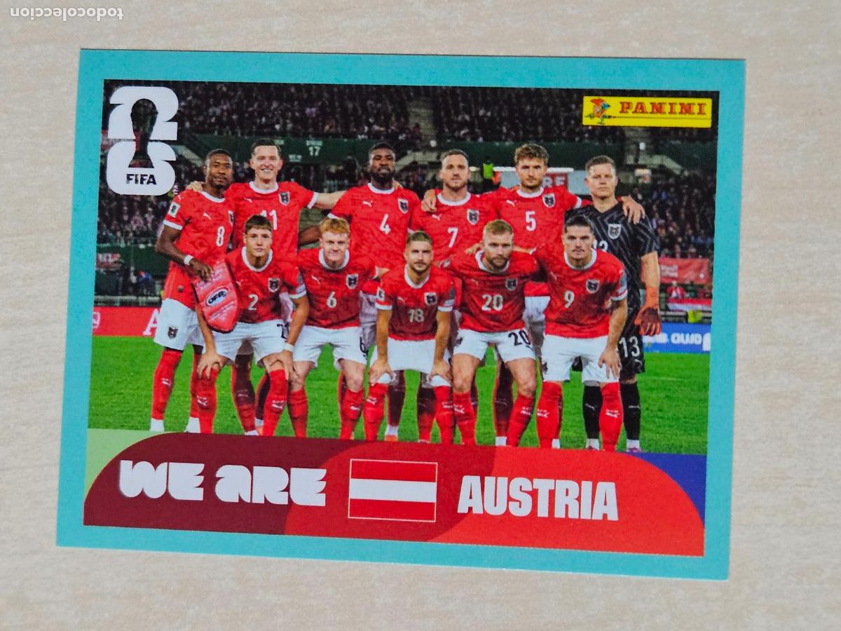 Cromos de f&uacute;tbol: CROMO AUT13 AUT 13 ALINEACION AUSTRIA - MUNDIAL FIFA WORLD CUP 2026 STICKER PANINI SIN PEGAR