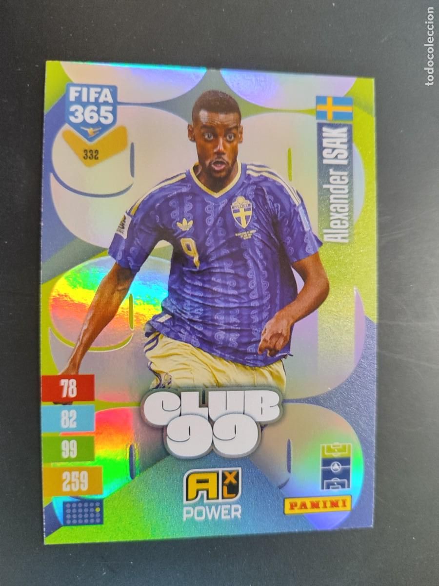 Cromos de f&uacute;tbol: ADRENALYN XL FIFA 365 2027 CARD CLUB99 ISAK SUECIA # 332 PANINI