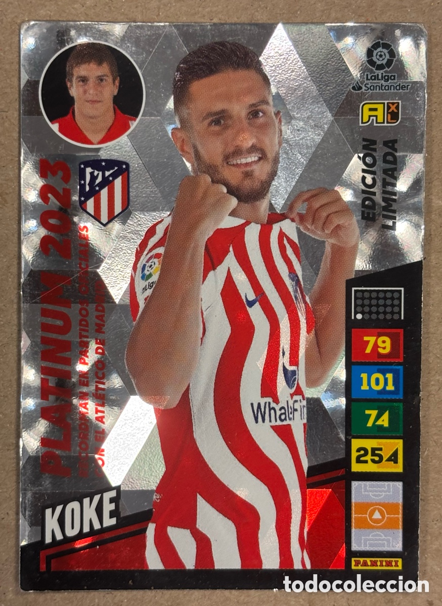 Cromos de f&uacute;tbol: KOKE (ATL&Eacute;TICO MADRID) . CARTA PLATINUM 2023 PANINI ADRENALYN XL LA LIGA 2022-23.