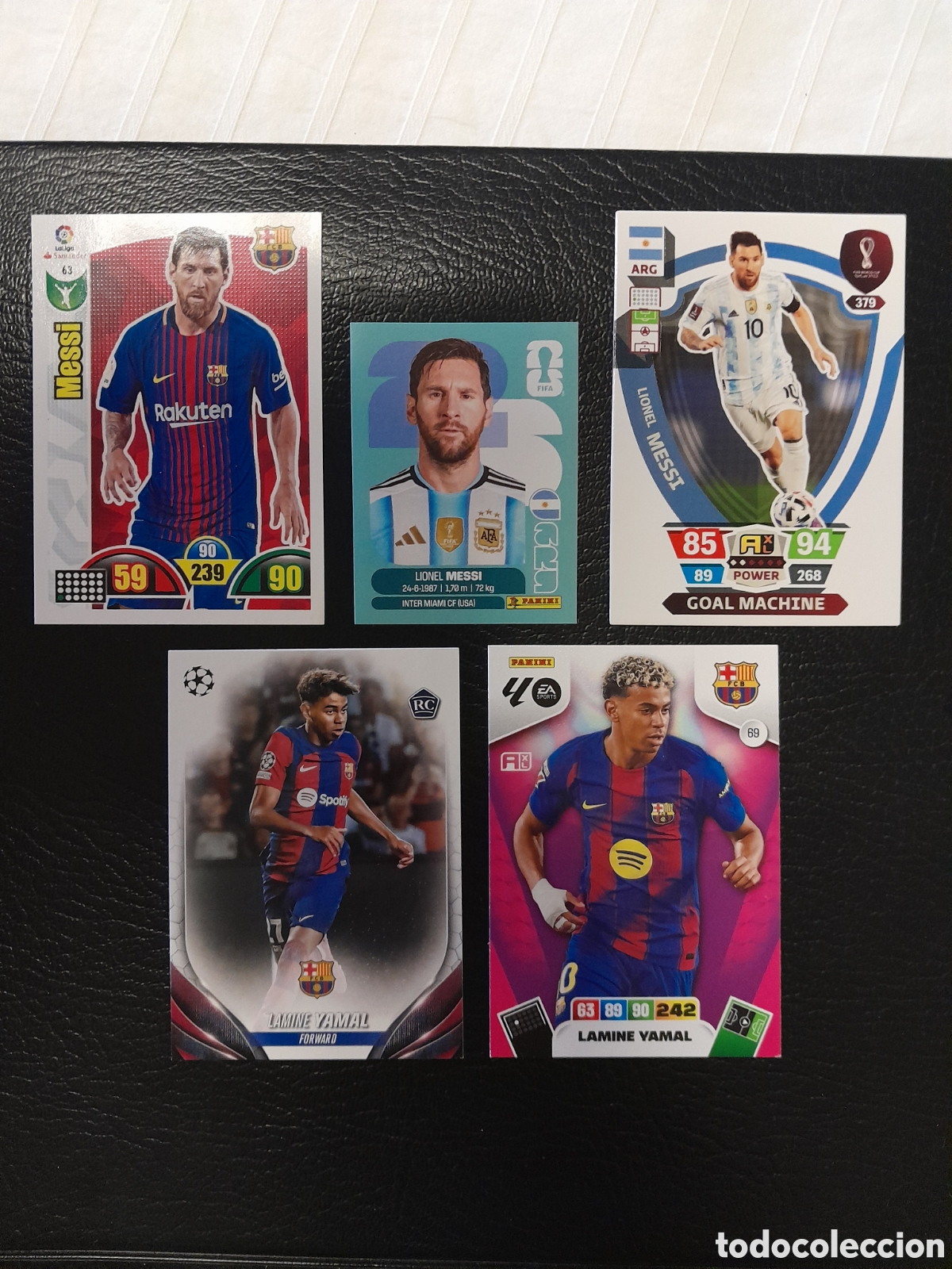 Cromos de f&uacute;tbol: Lote yamal y messi 5 cartas