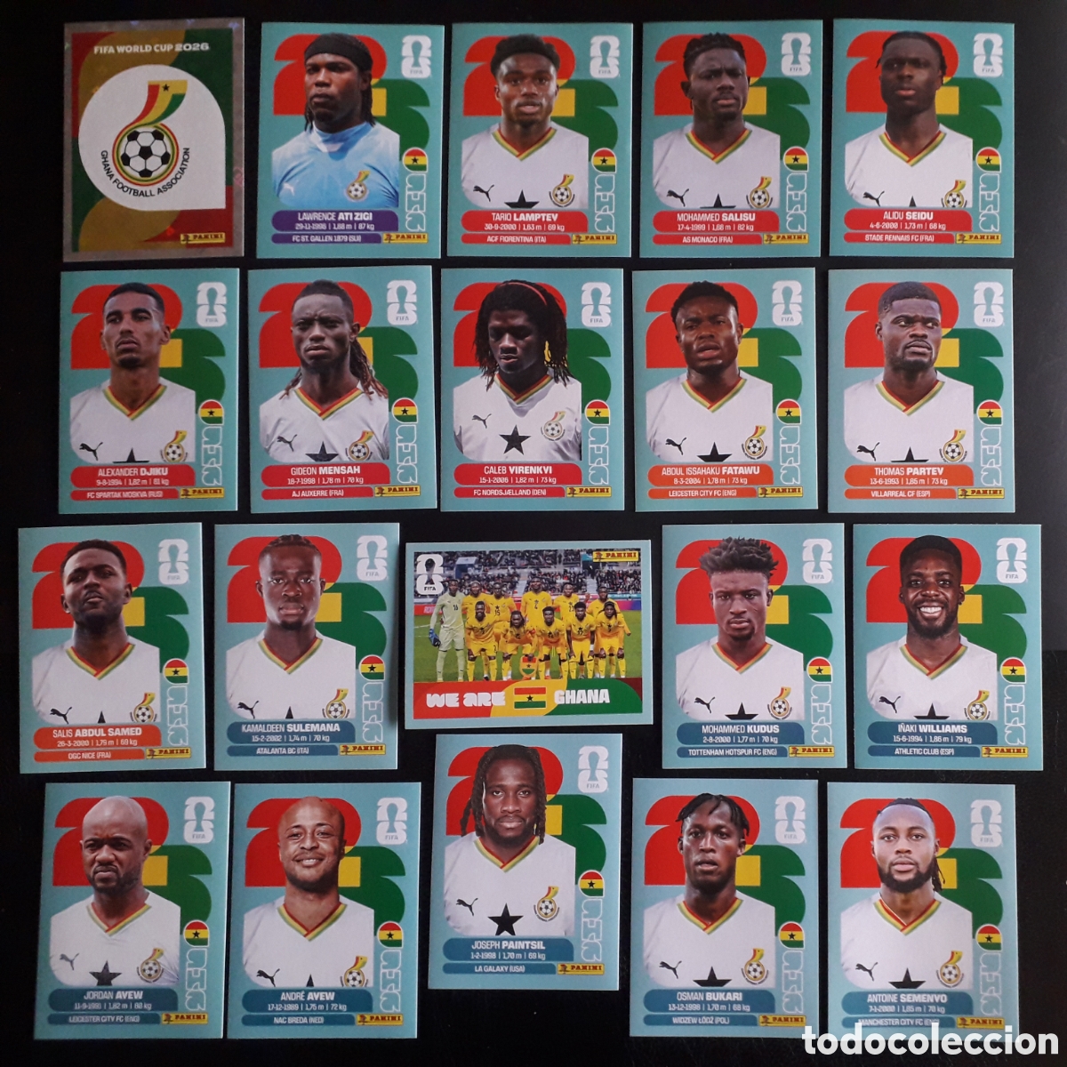 Cromos de f&uacute;tbol: 20 CROMOS GHANA EQUIPO COMPLETO MUNDIAL F&Uacute;TBOL 2026 FIFA WORLD CUP PANINI SIN PEGAR