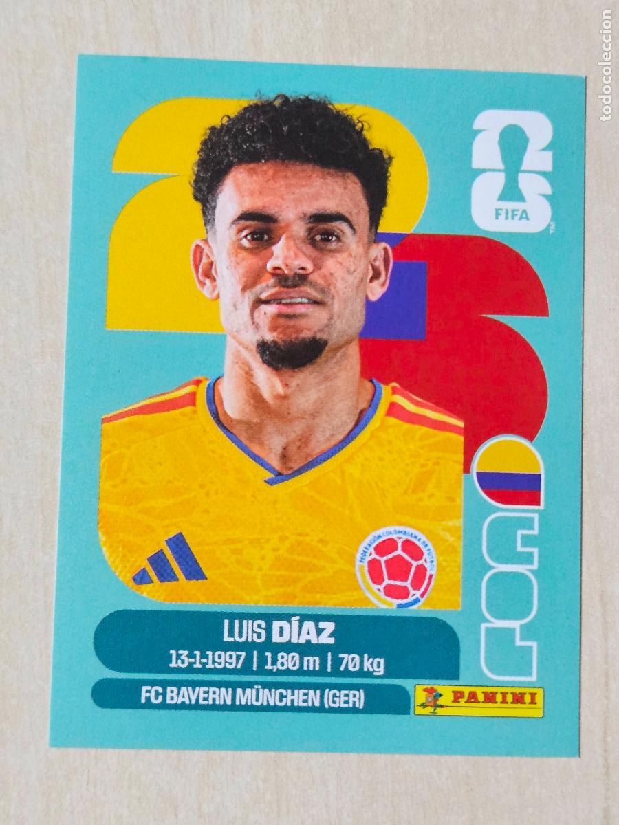 Cromos de f&uacute;tbol: CROMO COL20 COL 20 LUIS DIAZ COLOMBIA - MUNDIAL FIFA WORLD CUP 2026 STICKER PANINI SIN PEGAR