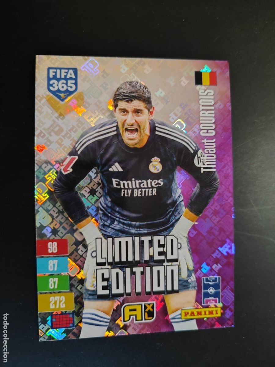 Cromos de f&uacute;tbol: ADRENALYN XL FIFA 365 2027 CARD LIMITED EDITION COURTOIS REAL MADRID # PANINI