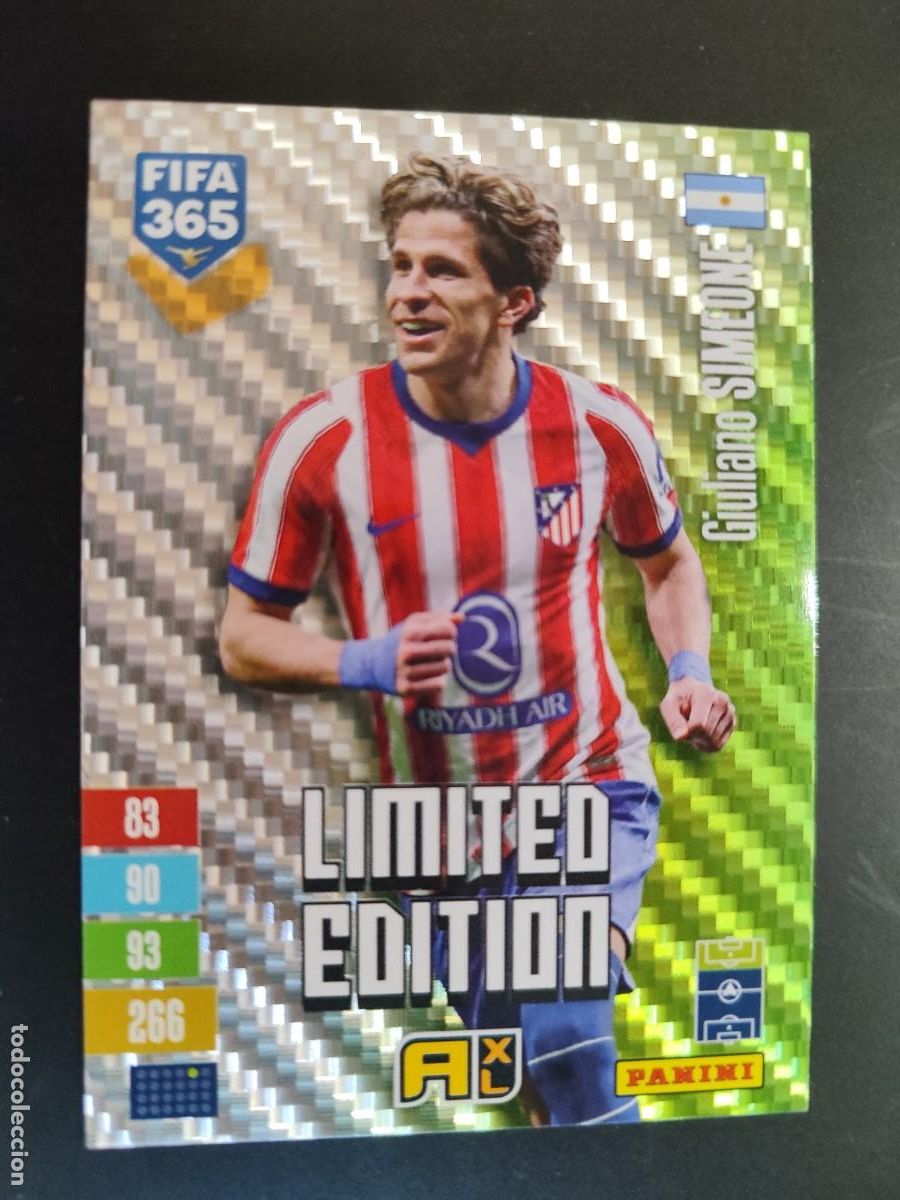 Cromos de f&uacute;tbol: ADRENALYN XL FIFA 365 2027 CARD LIMITED EDITION GIULIANO SIMEONE AT MADRID # PANINI