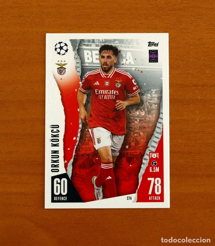 Cromos de f&uacute;tbol: SL Benfica -N&ordm; 274 Orkun K&ouml;k&ccedil;&uuml; -Topps Match Attax Trading Card Game 2023-2024-23-24