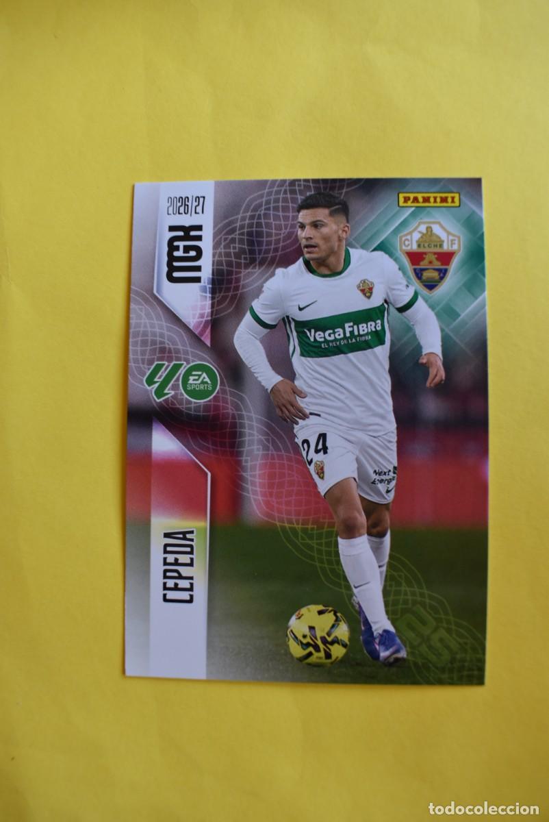 Cromos de f&uacute;tbol: Cromo La Liga. Megacracks. 2026 2027. 26 27. Cepeda. Elche. N. &ordm; 162. Panini