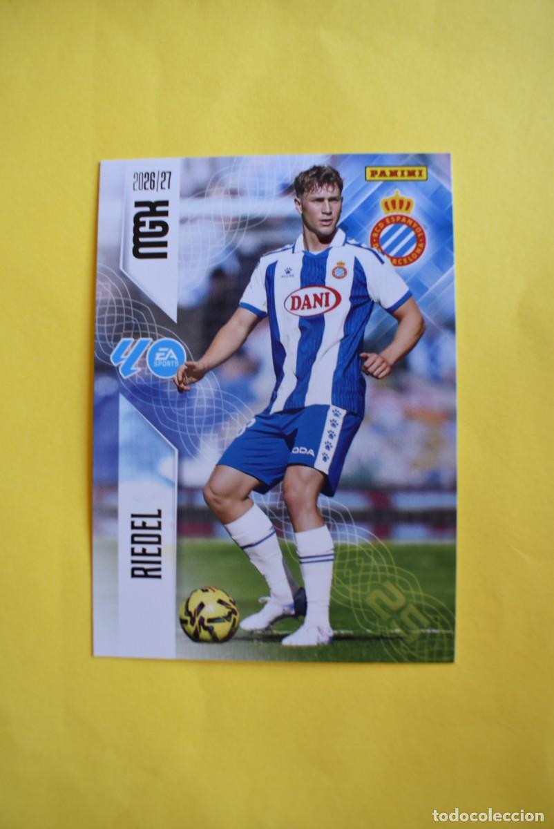 Cromos de f&uacute;tbol: Cromo La Liga. Megacracks. 2026 2027. 26 27. Riedel. Espanyol. N. &ordm; 168. Panini