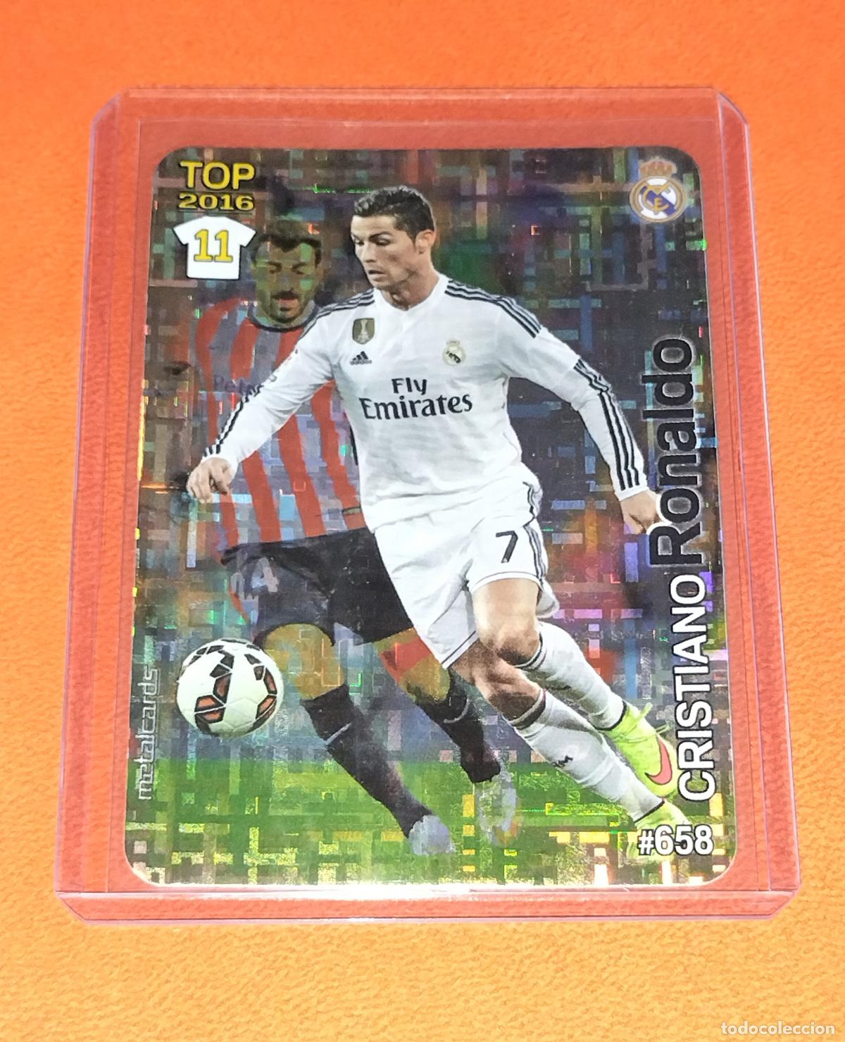 Cromos de f&uacute;tbol: 658 CRISTIANO RONALDO TOP METALCARDS TETRIS O LABERINTO REAL MADRID MUNDICROMO QUIZ 2015 2016 15 16