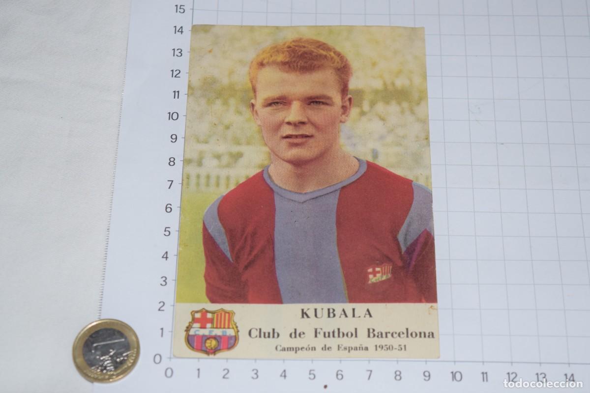 Cromos de f&uacute;tbol: KUBALA - Club de Futbol Barcelona, Campe&oacute;n de Espa&ntilde;a 1950 / 51 - Champa&ntilde;a CASTELLBLANCH, 14 X 09 Cm.