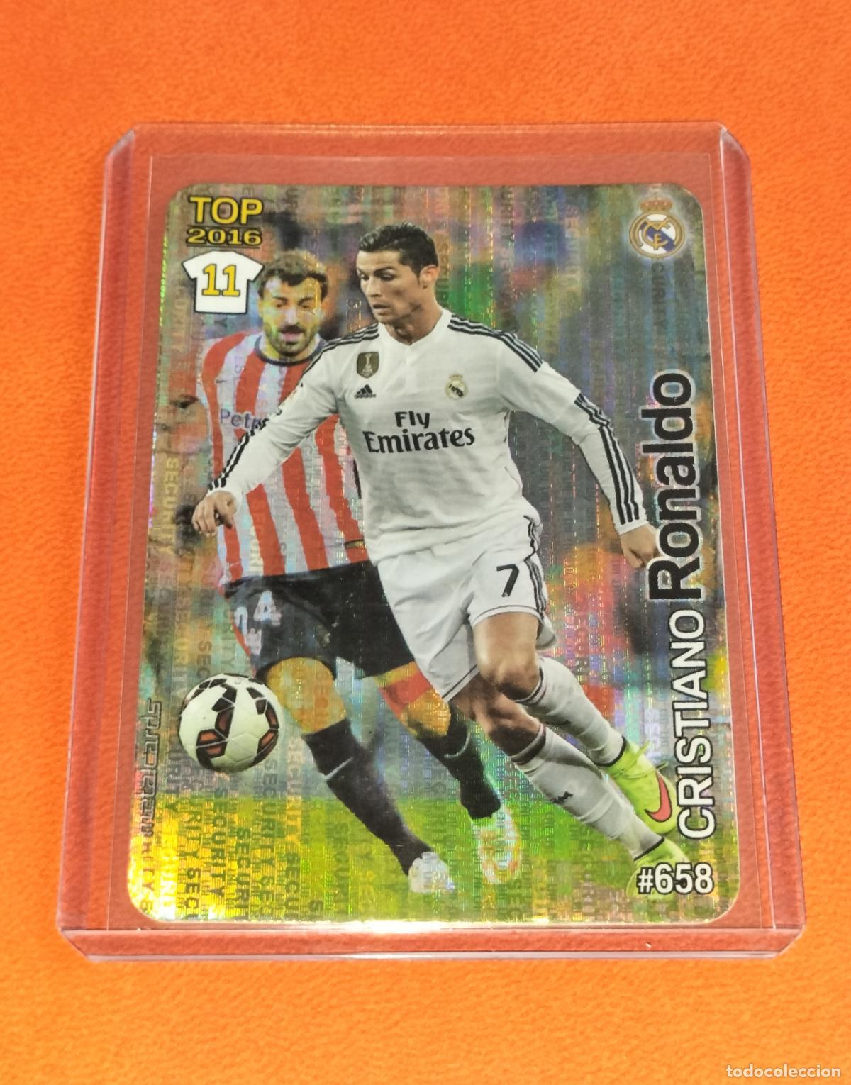 Cromos de f&uacute;tbol: 658 CRISTIANO RONALDO TOP METALCARDS SECURITY REAL MADRID MUNDICROMO QUIZ 2015 2016 15 16