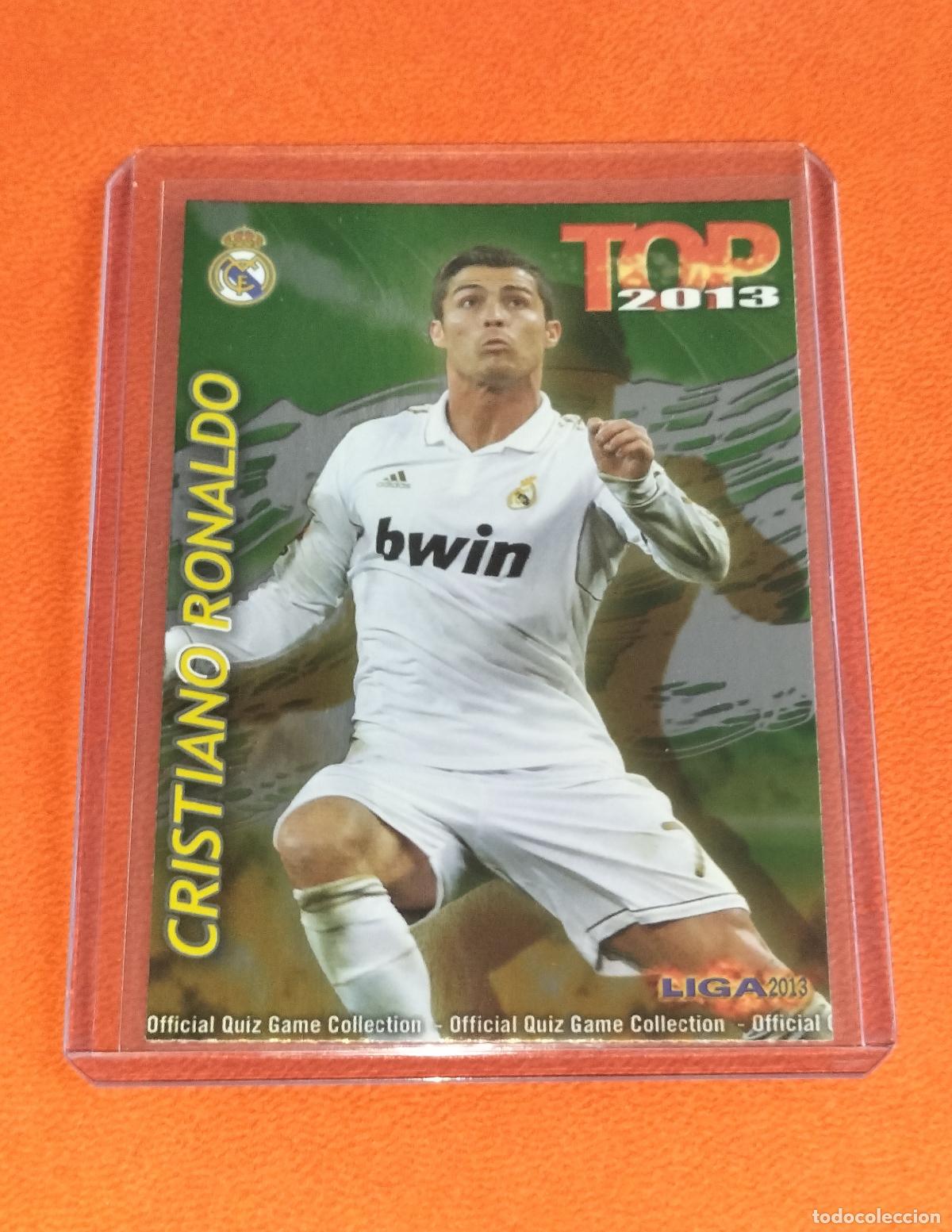 Cromos de f&uacute;tbol: 631 CRISTIANO RONALDO TOP VERSION BRILO LISO VERDE REAL MADRID MUNDICROMO QUIZ GAME 2012 2013 12 13