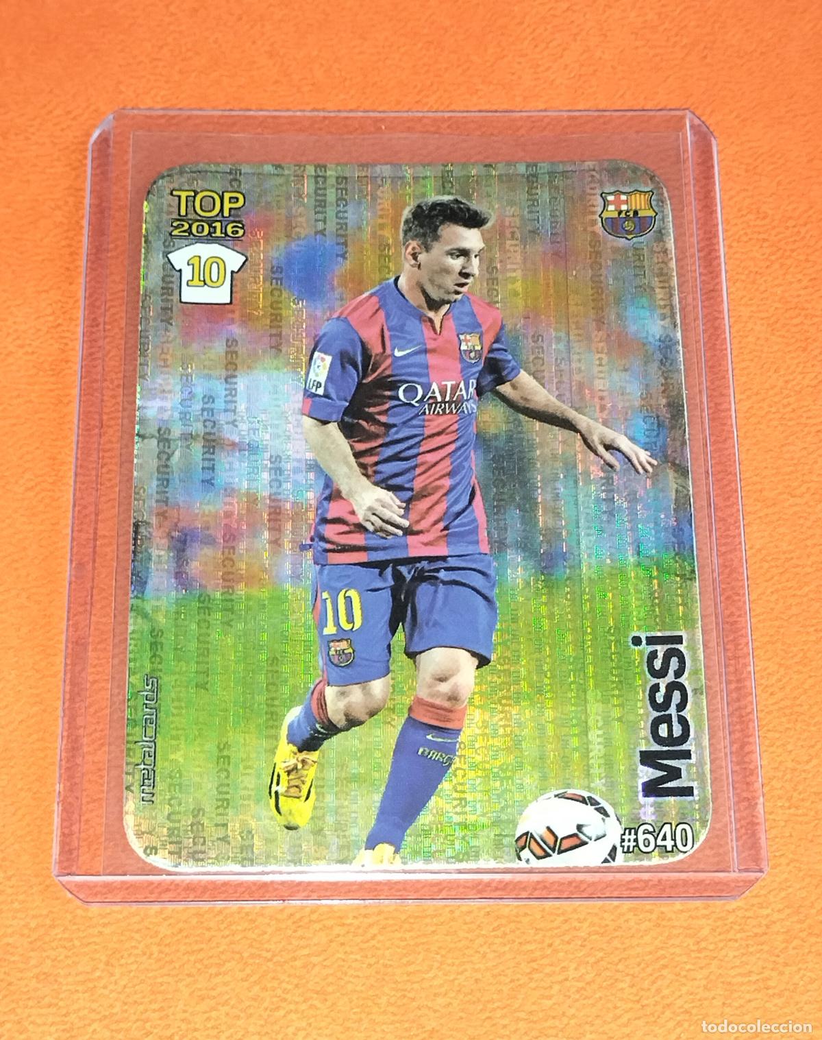 Cromos de f&uacute;tbol: 640 LIONEL MESSI METALCARDS TOP VERSION SECURITY BARCELONA CARD MUNDICROMO QUIZ 2015 2016 15 16