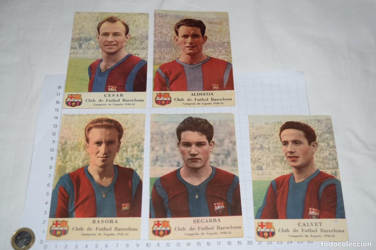 Cromos de f&uacute;tbol: Lote 5 cromos variados, Club de Futbol Barcelona, Campe&oacute;n de Espa&ntilde;a 1950/51 - Champa&ntilde;a CASTELLBLANCH