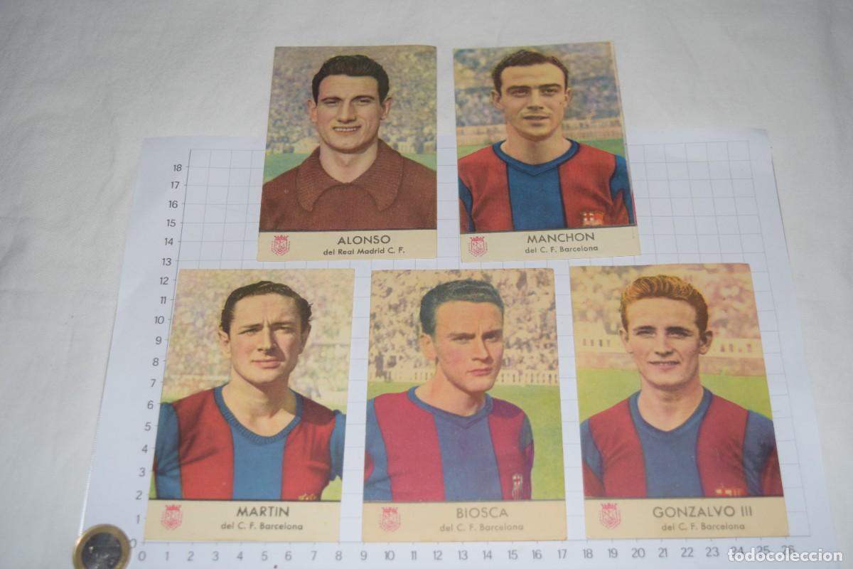 Cromos de f&uacute;tbol: Lote 5 cromos variados, Club de Futbol Barcelona, Segundo Gran Concurso Champa&ntilde;a CASTELLBLANCH