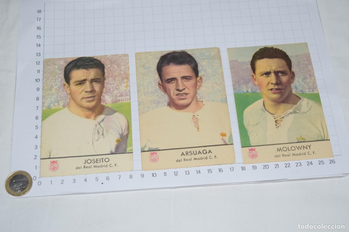 Fu&szlig;ball-Sticker: Lote 3 cromos variados, Club de Futbol REAL MADRID, Segundo Gran Concurso Champa&ntilde;a CASTELLBLANCH
