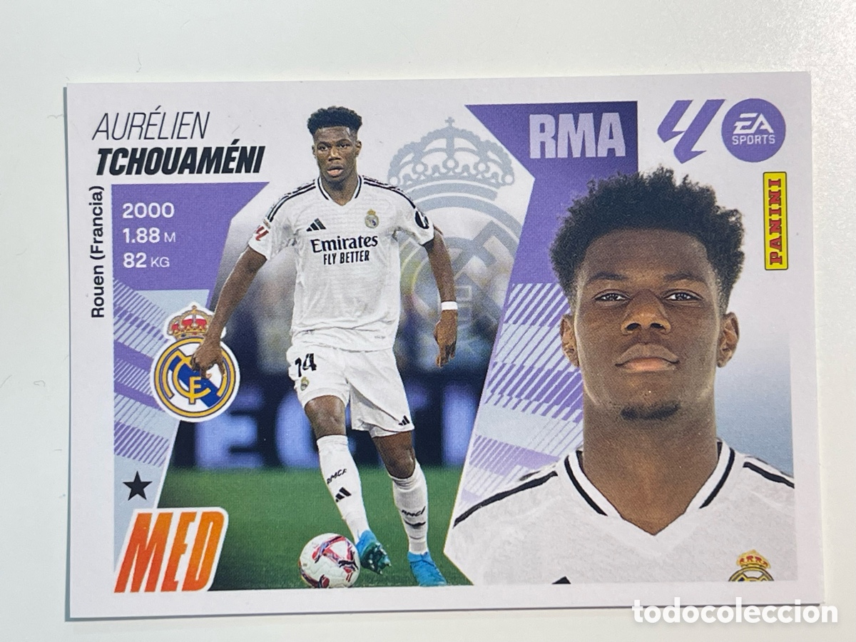 Cartes &agrave; collectionner de Football: Cromo &rdquo;TCHOUAM&Eacute;NI&rdquo; REAL MADRID col. album de cromos LIGA 2025-26 Coleccciones Este Panini