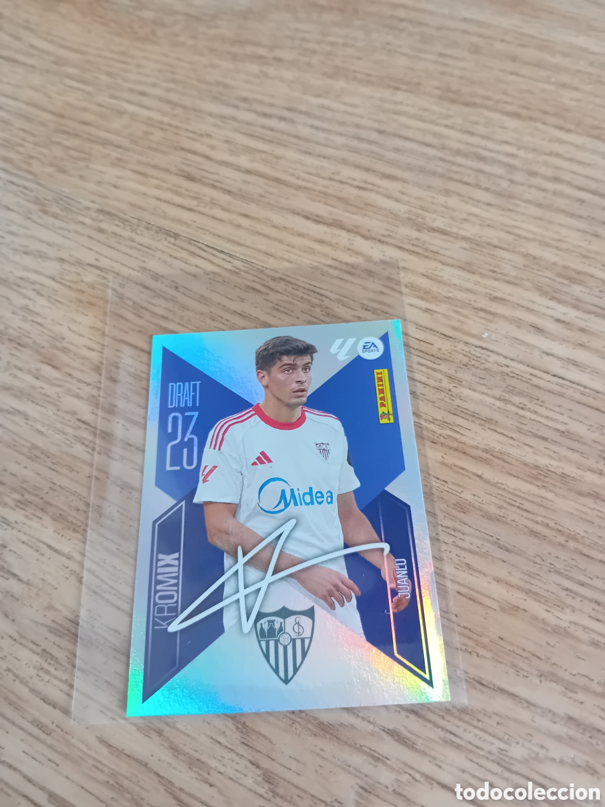 Cromos de f&uacute;tbol: Juanlu K14 Draft 23 Kromix Firmada Sevilla 26 27 2026 2027 Este Panini
