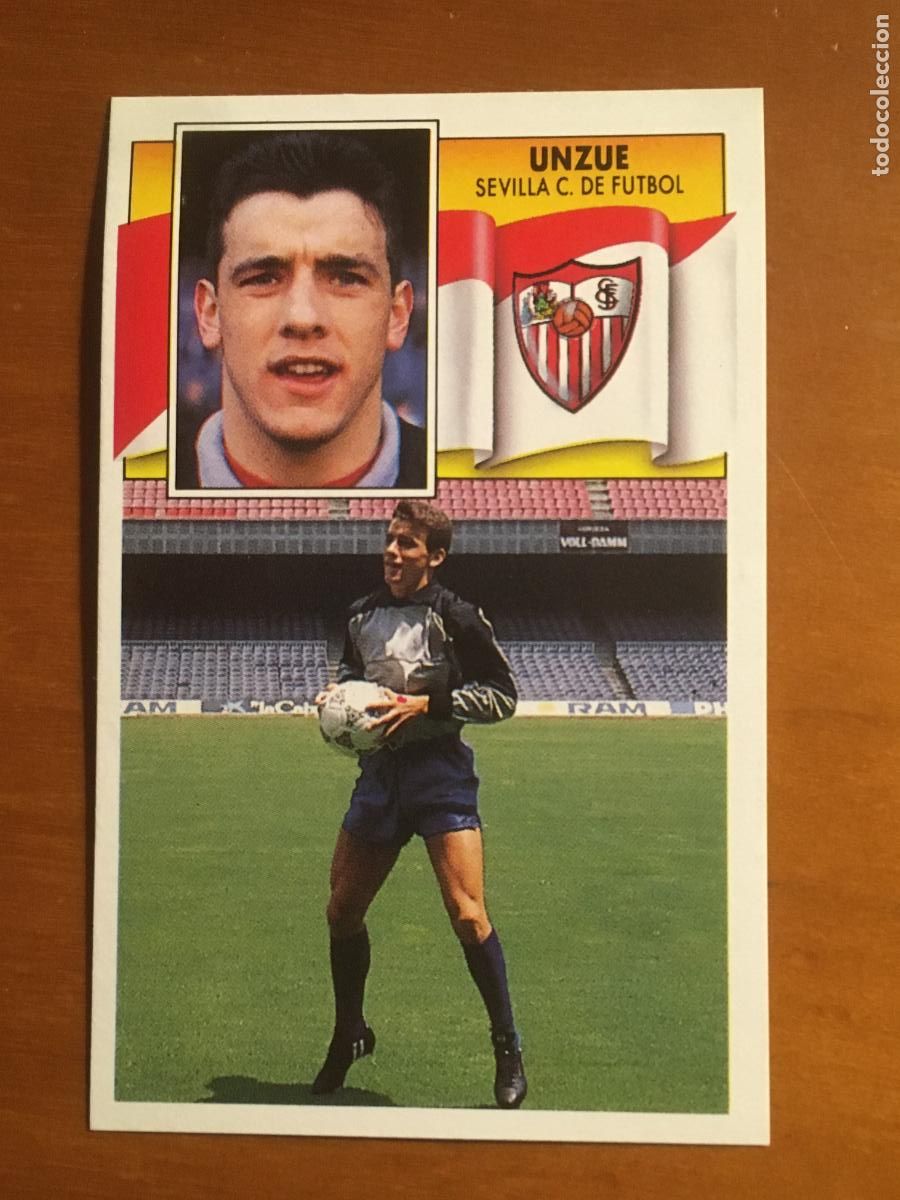 Cromos de f&uacute;tbol: unzue sevilla coloca liga futbol 90 91 1990 1991 nunca pegado nuevo de sobre
