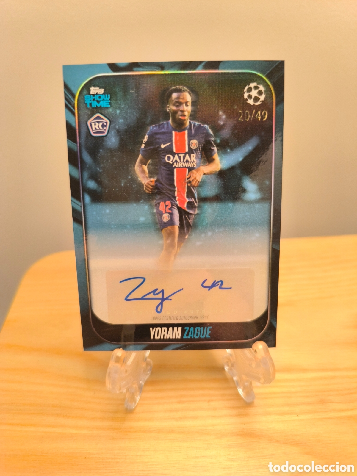 Cromos de f&uacute;tbol: Autografo de Yoram Zague rookie card numerado /49 Topps PSG