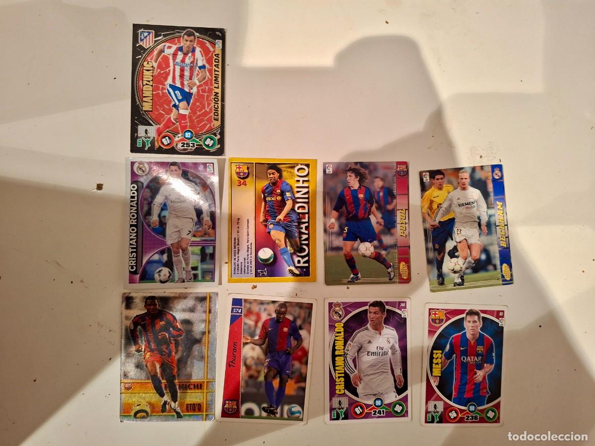 Cromos de f&uacute;tbol: Lote de 9 cromos Panini Adrenalyn XL, con grandes leyendas y estrellas como Messi, Cristiano Ronald