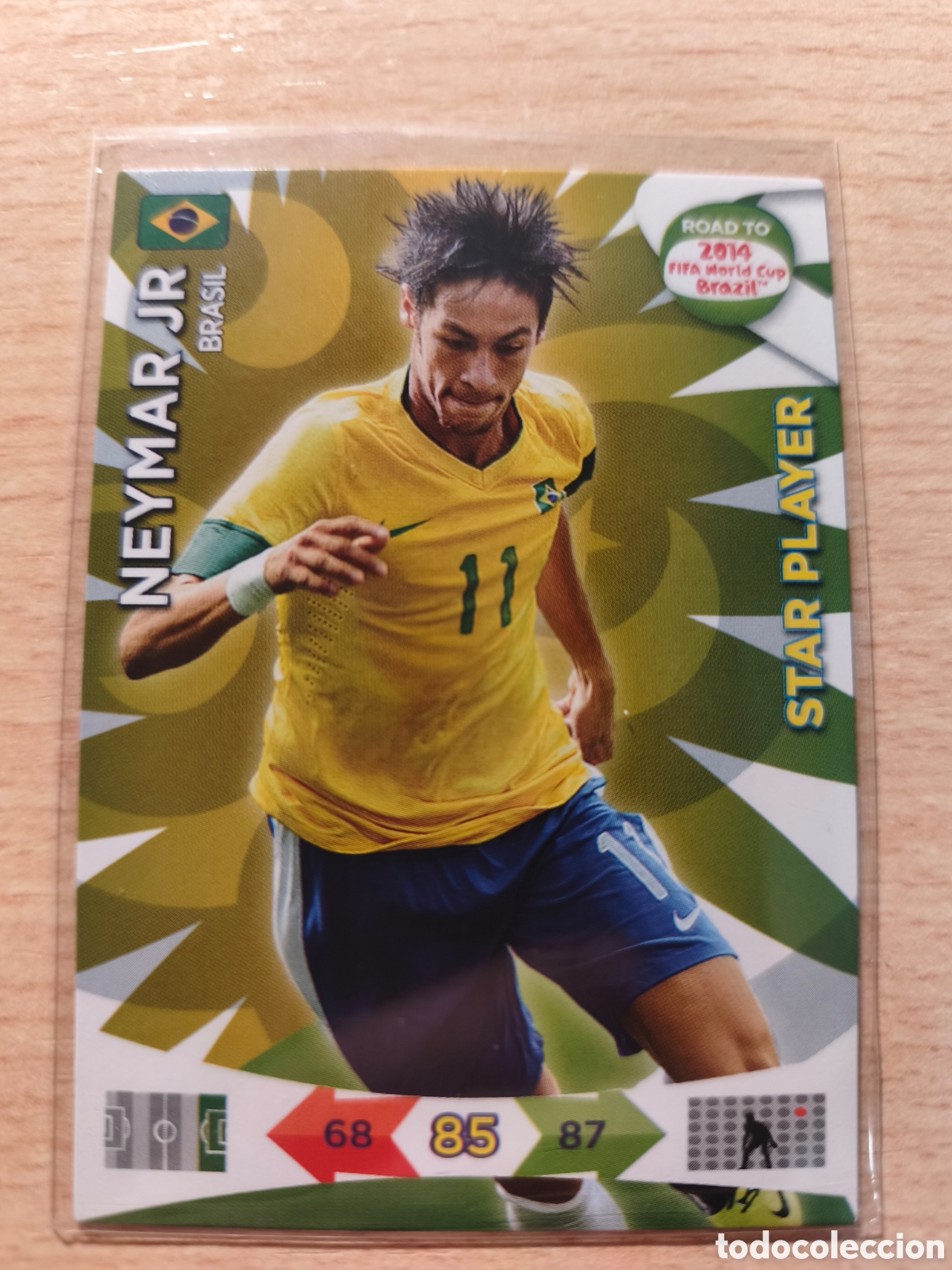 Cromos de f&uacute;tbol: NEYMAR JR BRASIL PANINI ADRENALYN ROAD TO BRASIL 2014 MUNDIAL 14 - A191 PG388 STAR PLAYER BRAZ
