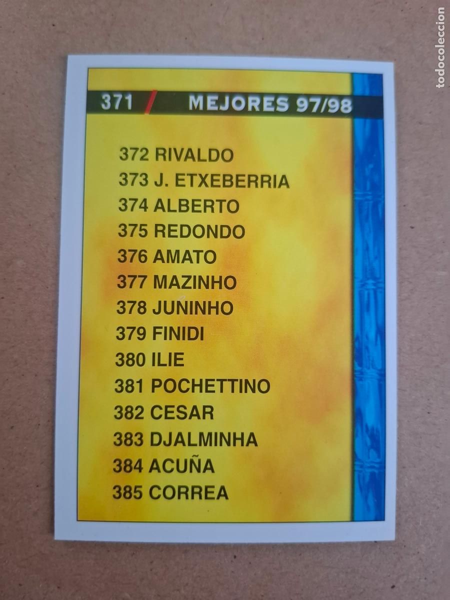 Cromos de f&uacute;tbol: MUNDICROMO 98 99 1998 1999 - 371 MEJORES 97/98