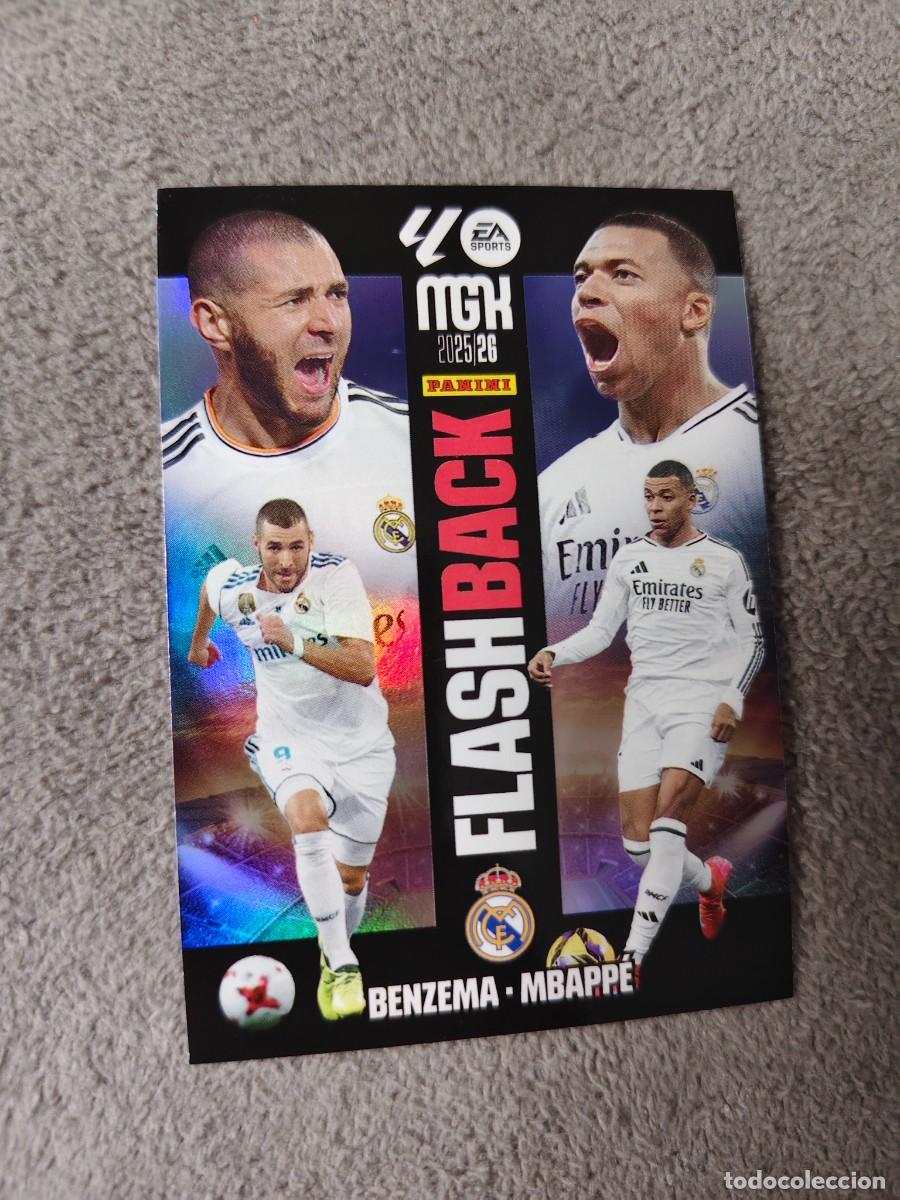 Cromos de f&uacute;tbol: 425 MEGACRACKS MGK 25 26 BENZEMA / MBAPP&Eacute; REAL MADRID CF FLASH BACK LALIGA PANINI LA LIGA 2025 2026