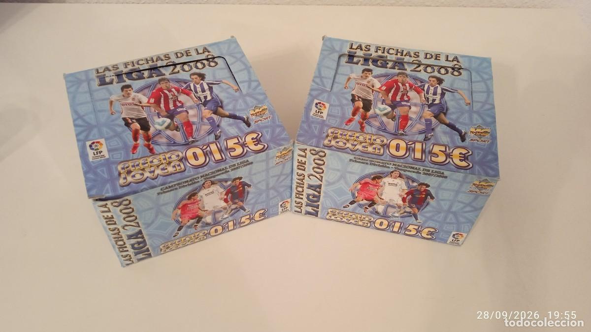 Cromos de f&uacute;tbol: PRECIO JOVEN 2 CAJAS COMPLETAS 100 SOBRES SIN ABRIR. FICHAS LIGA 2008 MUNDICROMO CON MESSI