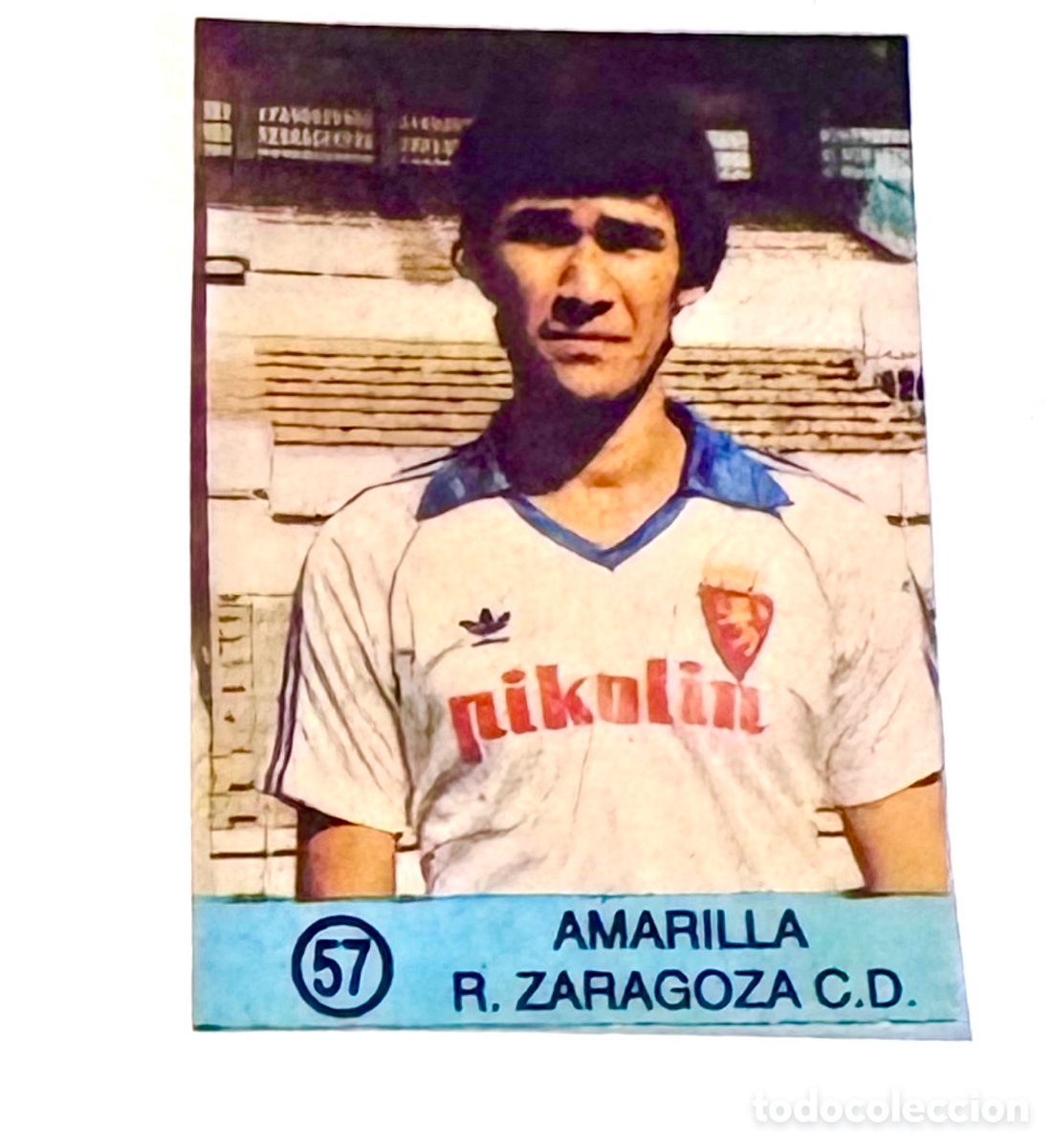 Cromos de f&uacute;tbol: Dif&iacute;cil cromo AMARILLA ZARAGOZA 57 Colecci&oacute;n Super Campeones, Ediciones Gol 1983 1984 83 84