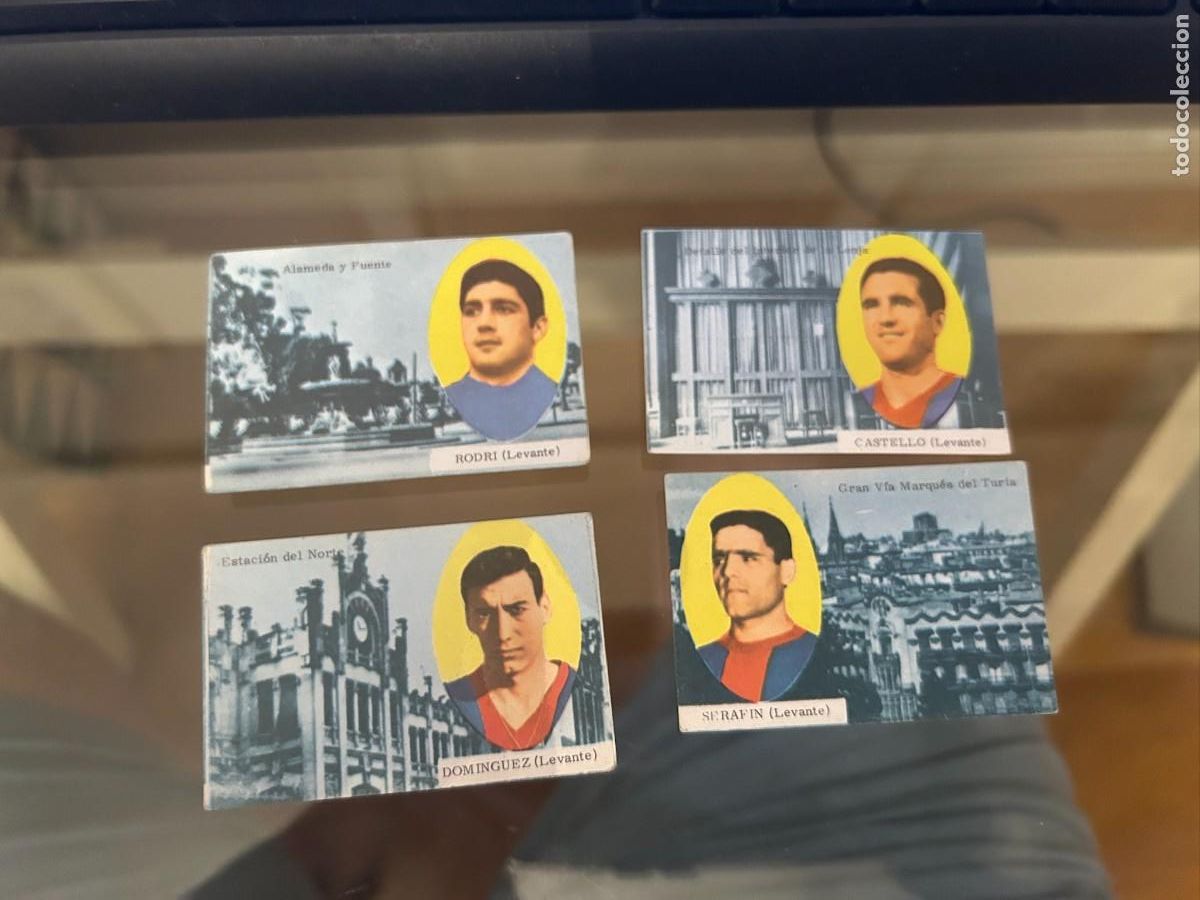 Cromos de f&uacute;tbol: DISGRA FHER 1963 1964 63 64 LEVANTE RODRI-SERAFIN-DOMINGUEZ Y CASTELLO NUEVOS SE VENDEN SIELTOS