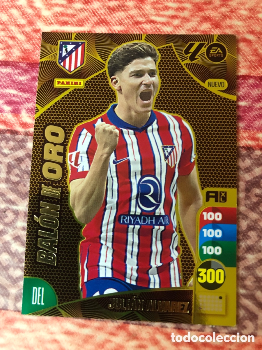 Cromos de f&uacute;tbol: JULIAN ALVAREZ ATLETICO DE MADRID NUEVO BALON DE ORO FICHAS ALBUM ADRENALYN XL 2024 2025 24 25