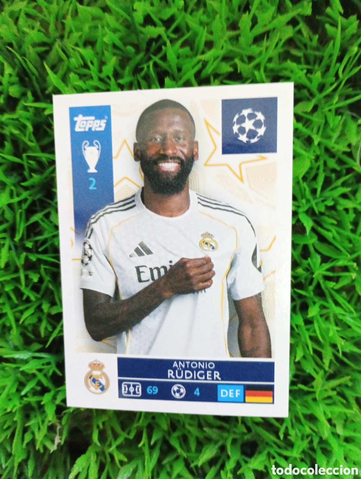 Cromos de f&uacute;tbol: Rudiger Real Madrid Champions League 25-26 # 385 NUNCA PEGADO