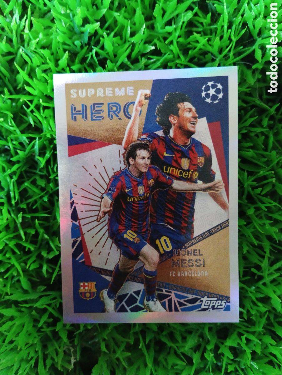 Cromos de f&uacute;tbol: Messi Barcelona SUPREME HAT-TRICK HERO Champions League 25-26 # 30 NUNCA PEGADO