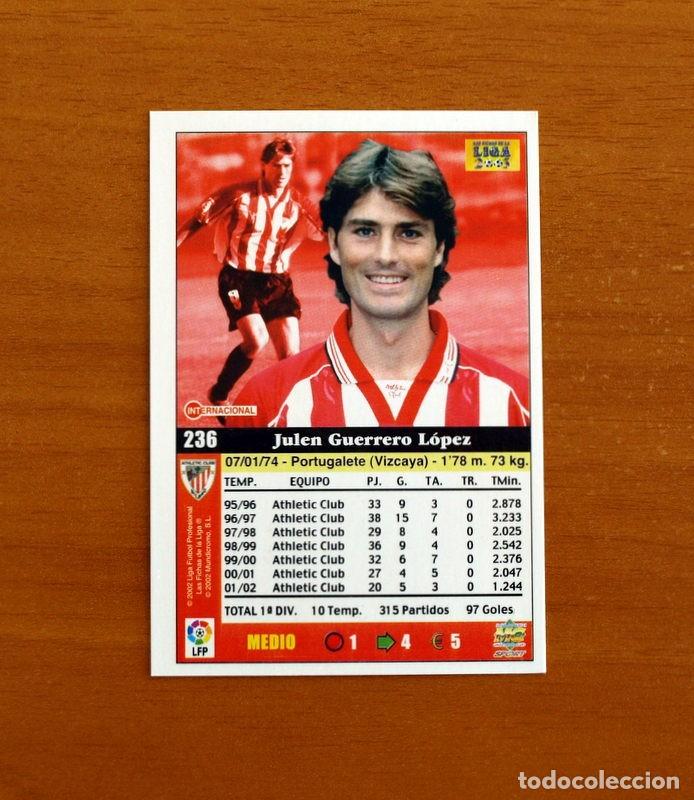 Cromos de f&uacute;tbol: Athletic de Bilbao - N&ordm; 236 Julen Guerrero - Mundicromo Las Fichas de la Liga 2002-2003, 02-03