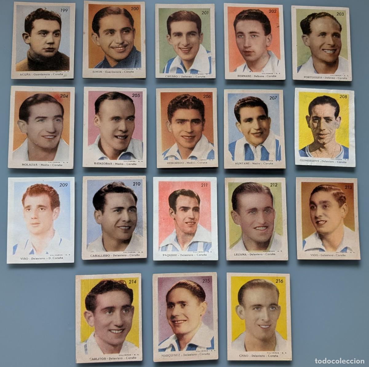 Cromos de f&uacute;tbol: RAR LOTE 18 CROMOS COMPLETO CORU&Ntilde;A RARE COMPLETE SET CARDS 1944 1945 FOOTBALL GALICIA VIGO DEPORTIVO