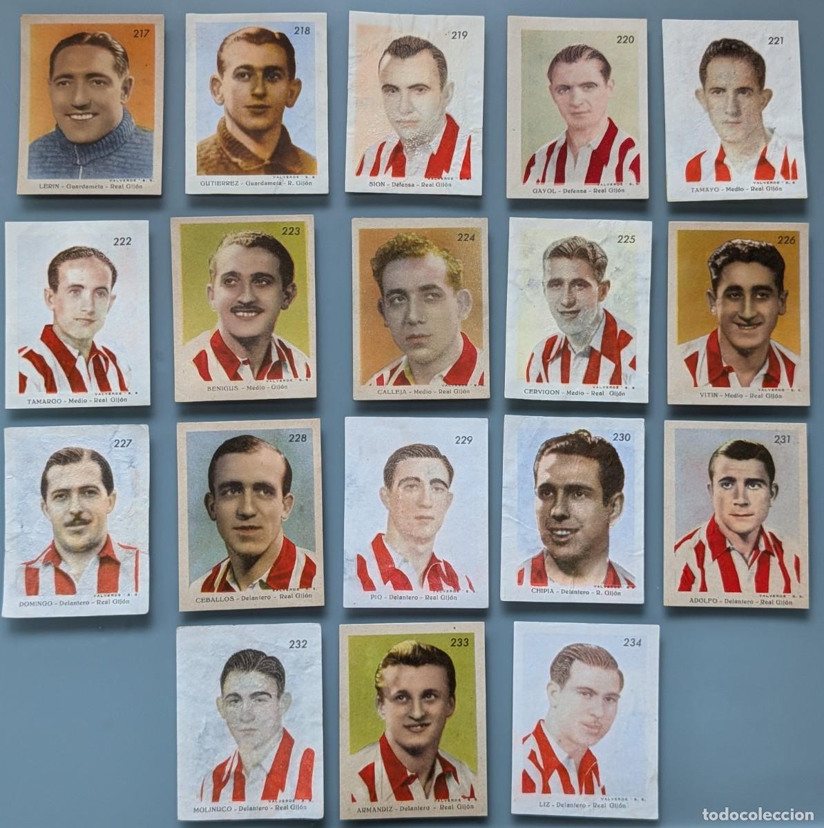 Figurine di Calcio: DIF&Iacute;CI LOTE 18 CROMOS COMPLETO REAL GIJON RARE COMPLETE SET CARDS 1944 1945 FOOTBALL OVIEDO ASTURIAS